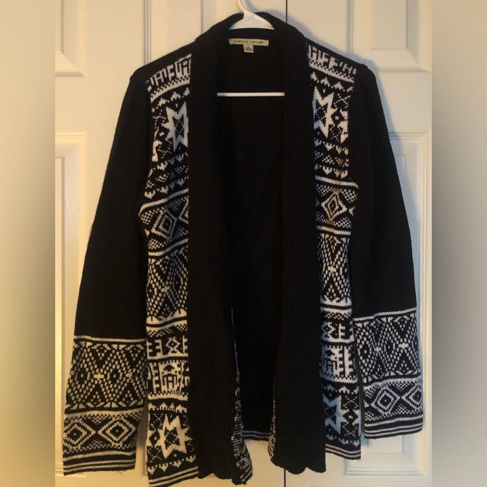 Carolyn Taylor knitted cardigan black and white